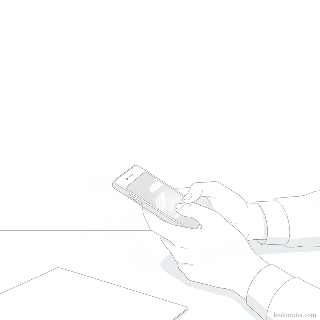 スマートフォンを持つ手元のミニマルなイラスト