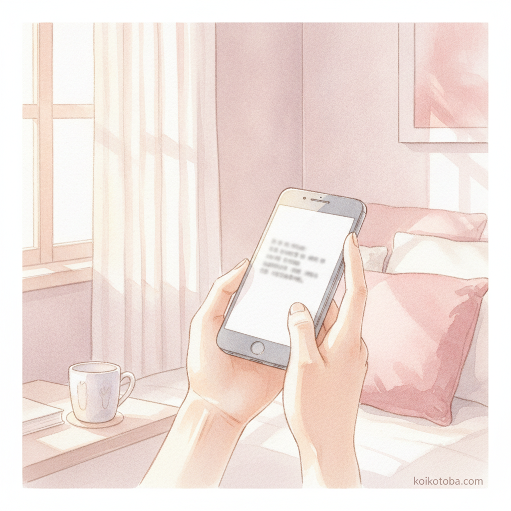 喧嘩後に仲直りLINEを送ろうとしてスマートフォンを持つ女性の手元
