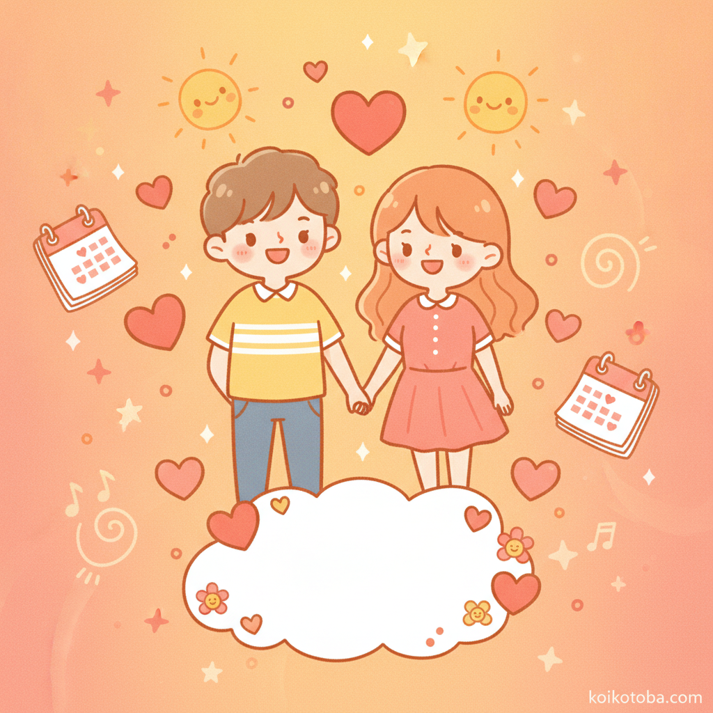 記念日を心待ちにするカップルのイラスト