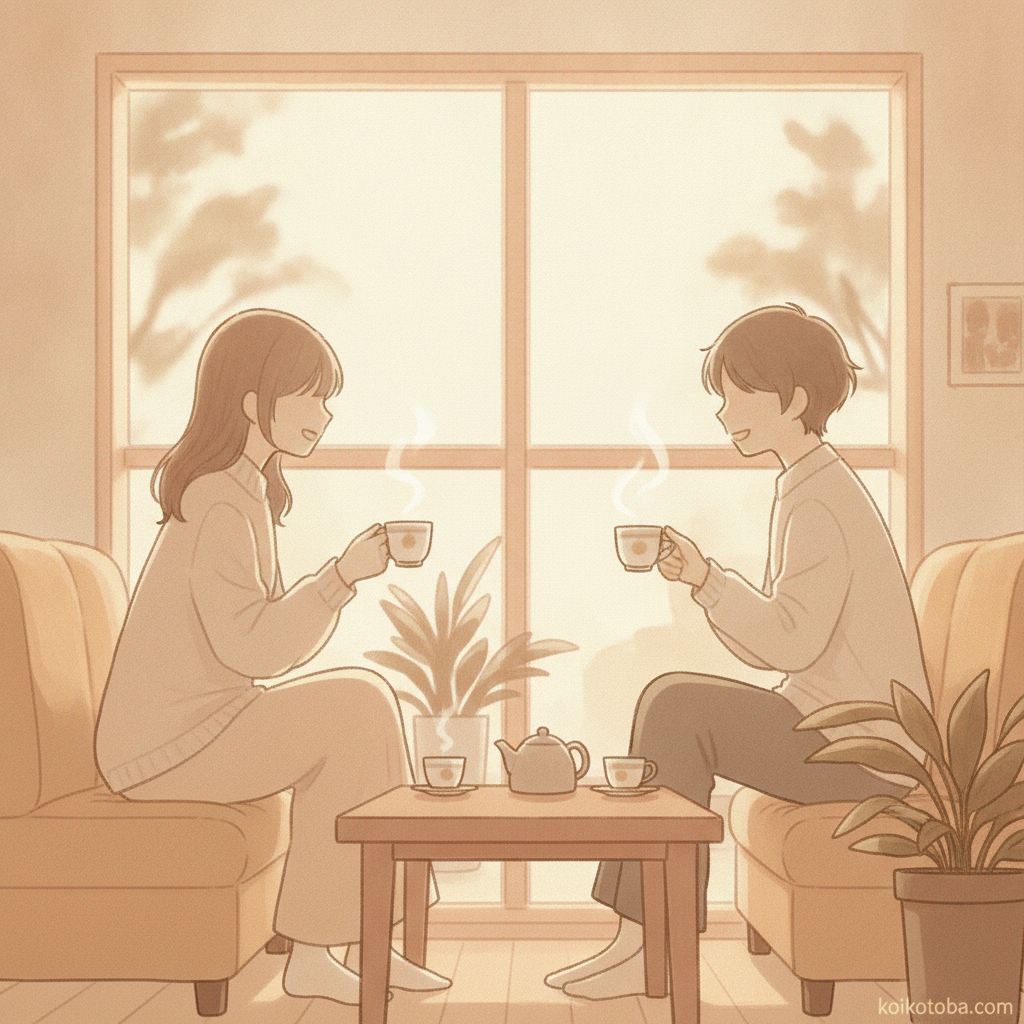 職場で和やかに雑談する二人のイラスト