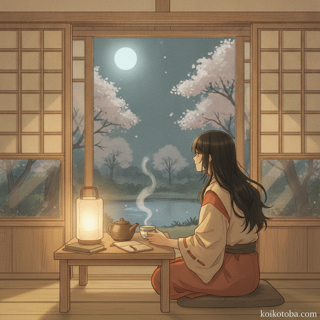 窓辺で告白の言葉を考える人の後ろ姿のイラスト