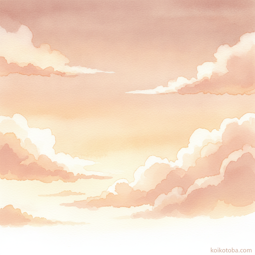 夕暮れの空とやわらかい雲に差し込む光のイラスト