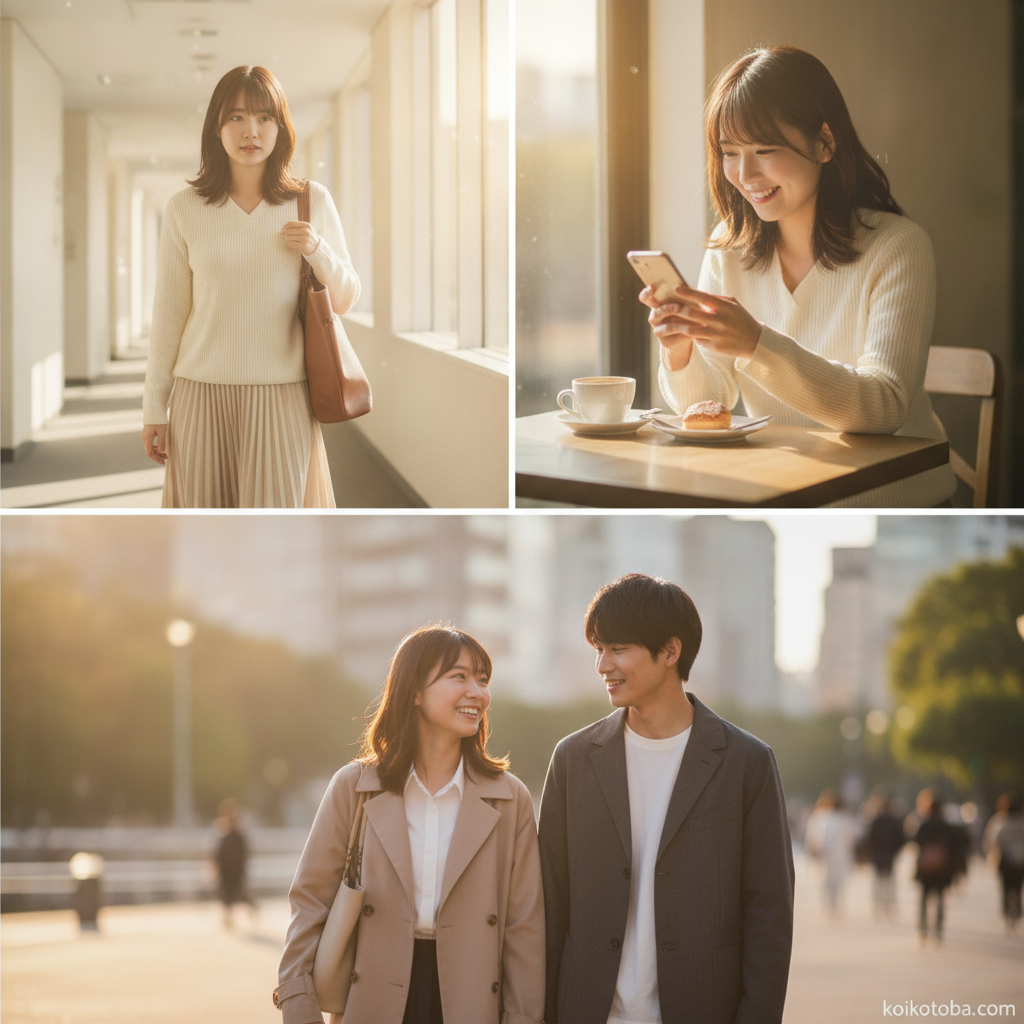 朝の廊下で微笑む女性