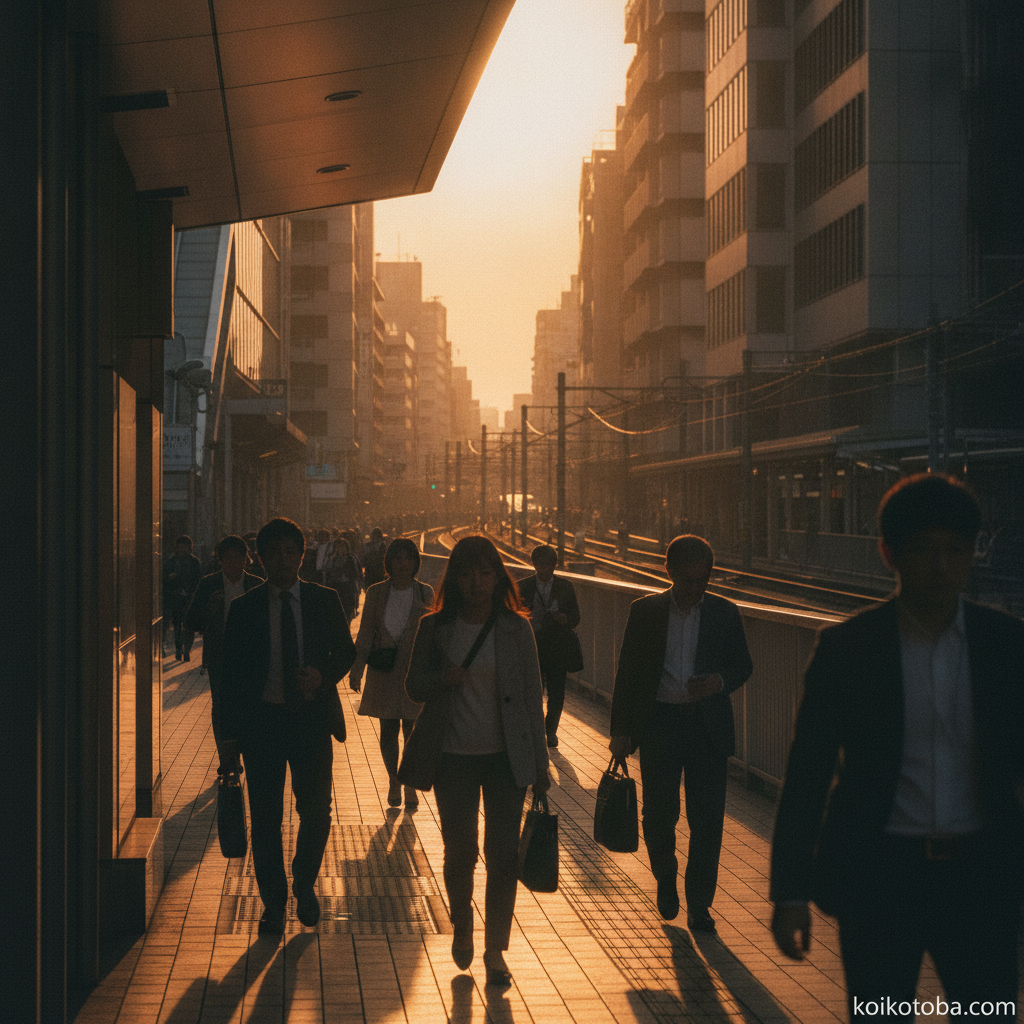 夕方の帰り道の情景