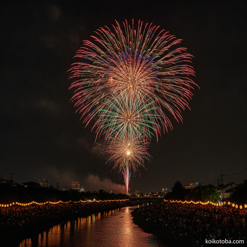 夜空に上がる花火大会の大輪
