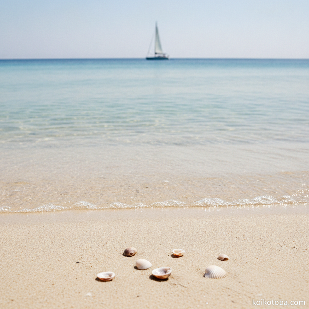 夏の青い海と砂浜の風景