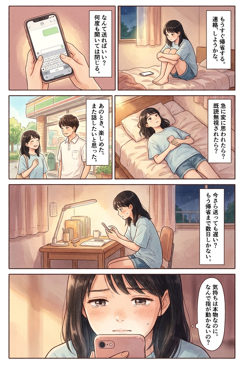 帰省前に好きな人へ連絡するタイミングと一言の選び方｜恋愛マンガ
