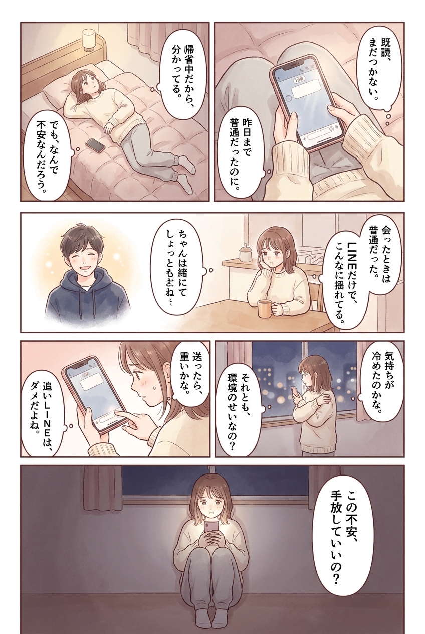 帰省中のLINE頻度が減った理由と、不安を手放す3つの判断軸｜恋愛マンガ