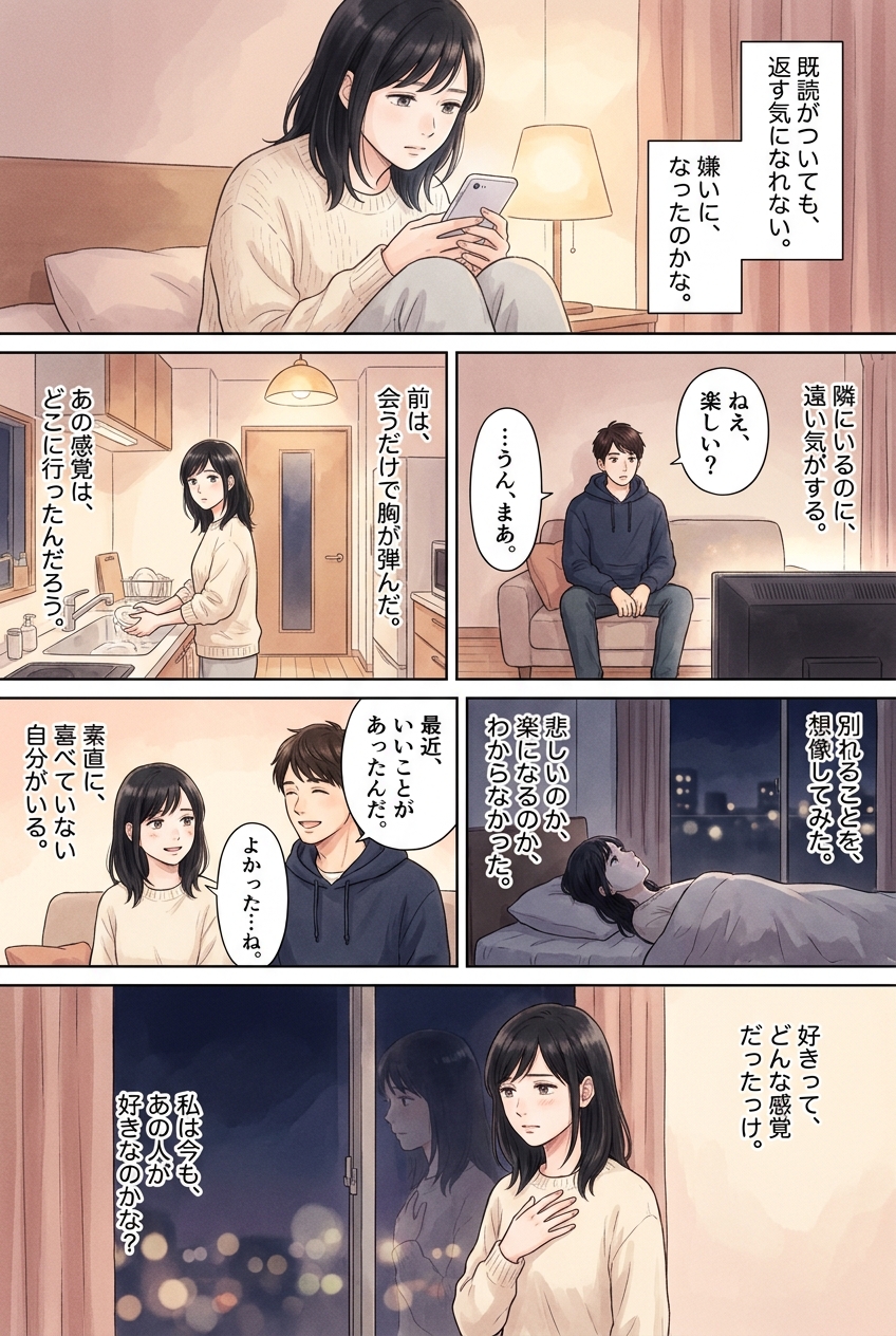 好きかわからない…倦怠期の自分の気持ちを確かめる5つの問い｜恋愛マンガ