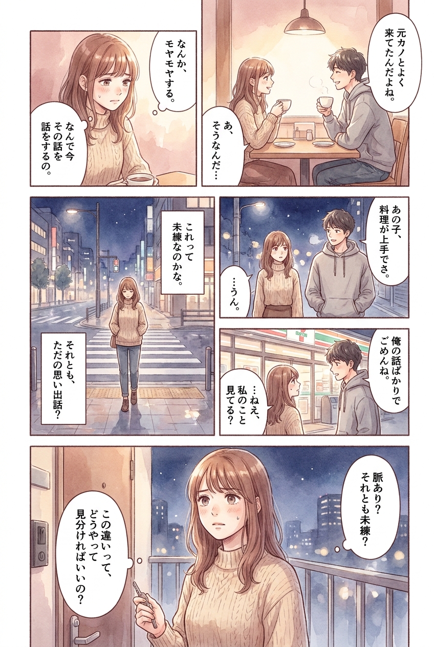 元カノの話をしてくる男の心理3つ｜脈ありと未練の見分け方｜恋愛マンガ