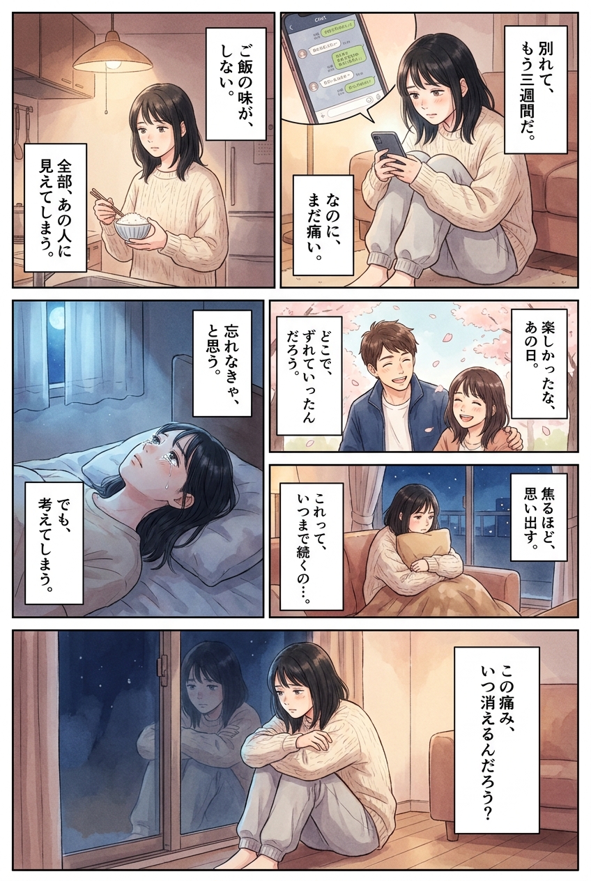 失恋の胸の痛みはいつまで続く？消えていく過程で起きる5つの変化｜恋愛マンガ