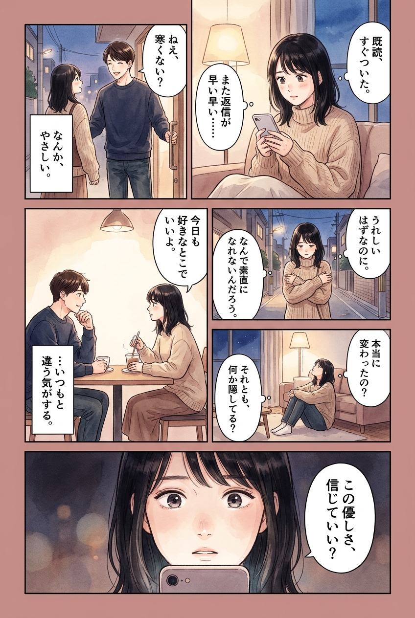 急に優しくなった彼氏が怪しい？変化の裏にある4つの心理｜恋愛マンガ