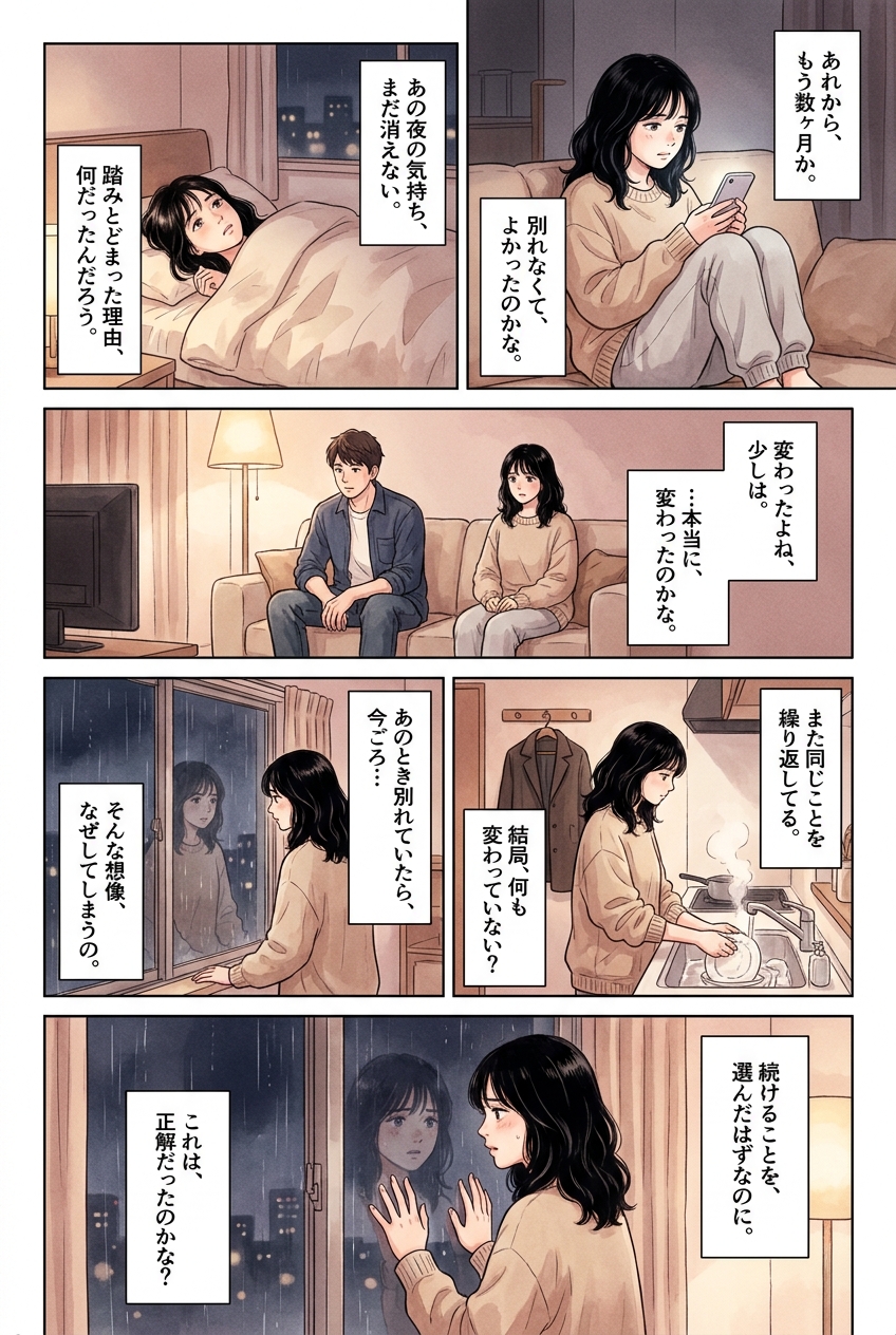 別れを踏みとどまった人が、数ヶ月後に感じること｜恋愛マンガ