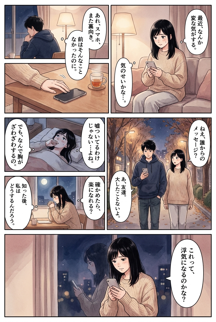 浮気はどこから？グレーゾーンの境界線と彼に確認する前にやること｜恋愛マンガ