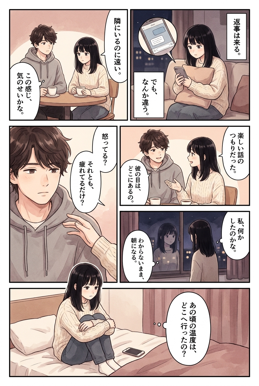 彼女に冷めた瞬間、男性が口に出さない3つの本音｜恋愛マンガ