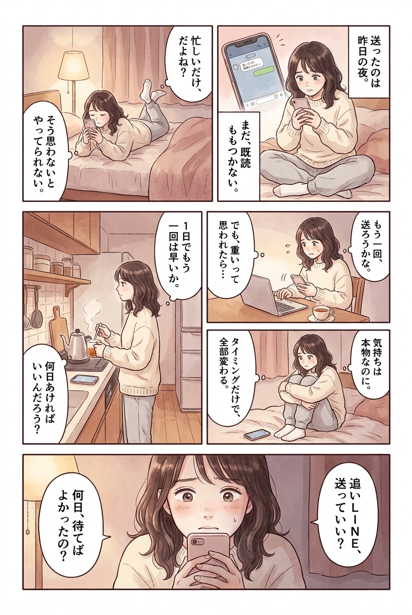 追いLINEは何日空けるべき？間隔で変わる相手の受け取り方｜恋愛マンガ