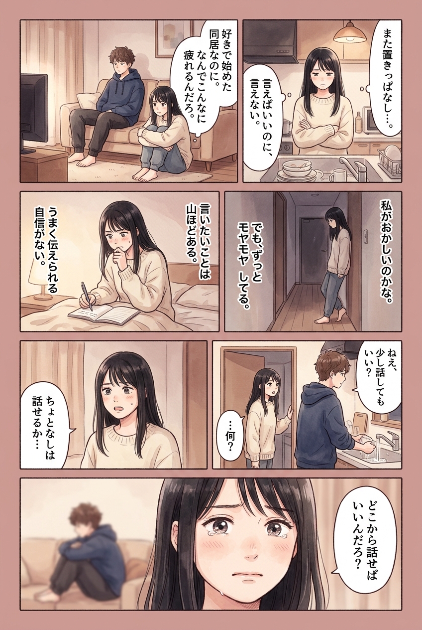 同棲のストレスが積み重なる前に気づきたい、5つの原因と話し合いの入り方｜恋愛マンガ