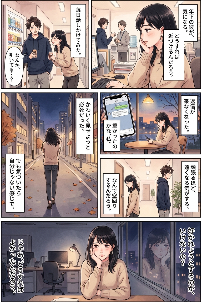 年下男性に好かれる女性がやっている、5つのさりげない関わり方｜恋愛マンガ