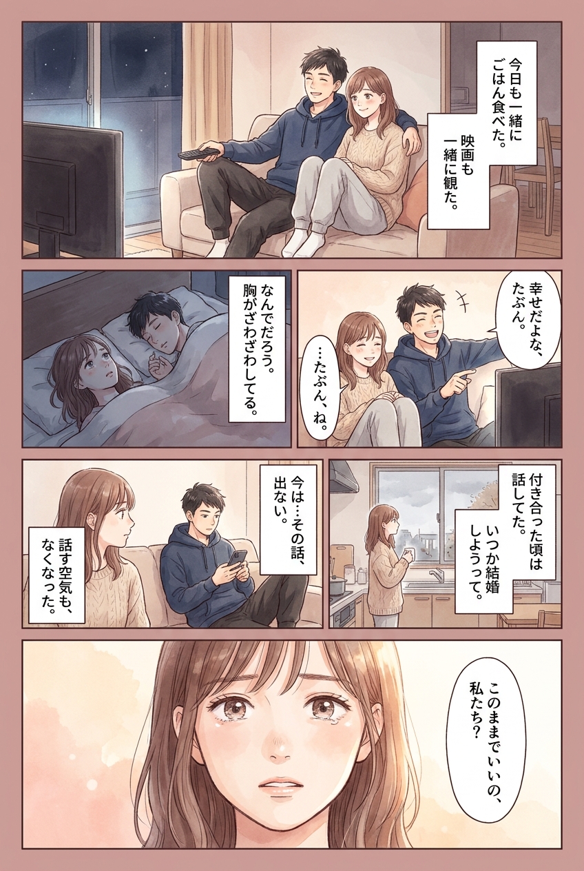 同棲が長くなるほど結婚が遠のく、その分岐点はどこか|恋愛マンガ