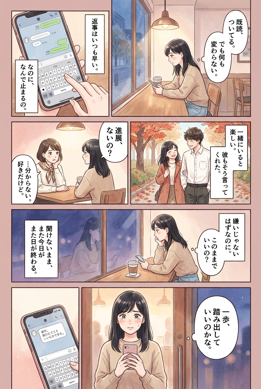 好意は感じるのに進展しない関係、止まる理由と動かす一手｜恋愛マンガ