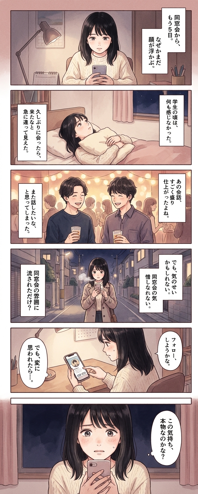 成人式の同窓会で再会した人が気になり始めたら、次に動く3つの手順｜恋愛マンガ