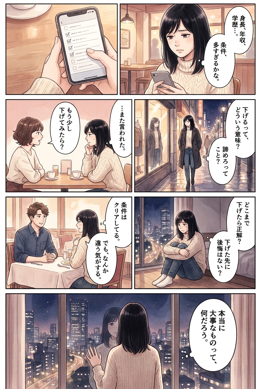 結婚相手の条件、どこまで下げると後悔する？｜恋愛マンガ