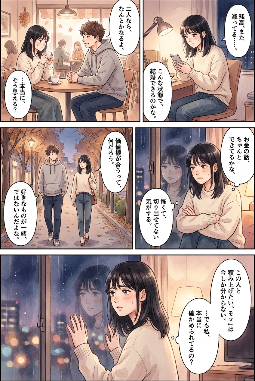 貯金なし同士で結婚を決めた人が、最後に確認した3つのこと｜恋愛マンガ