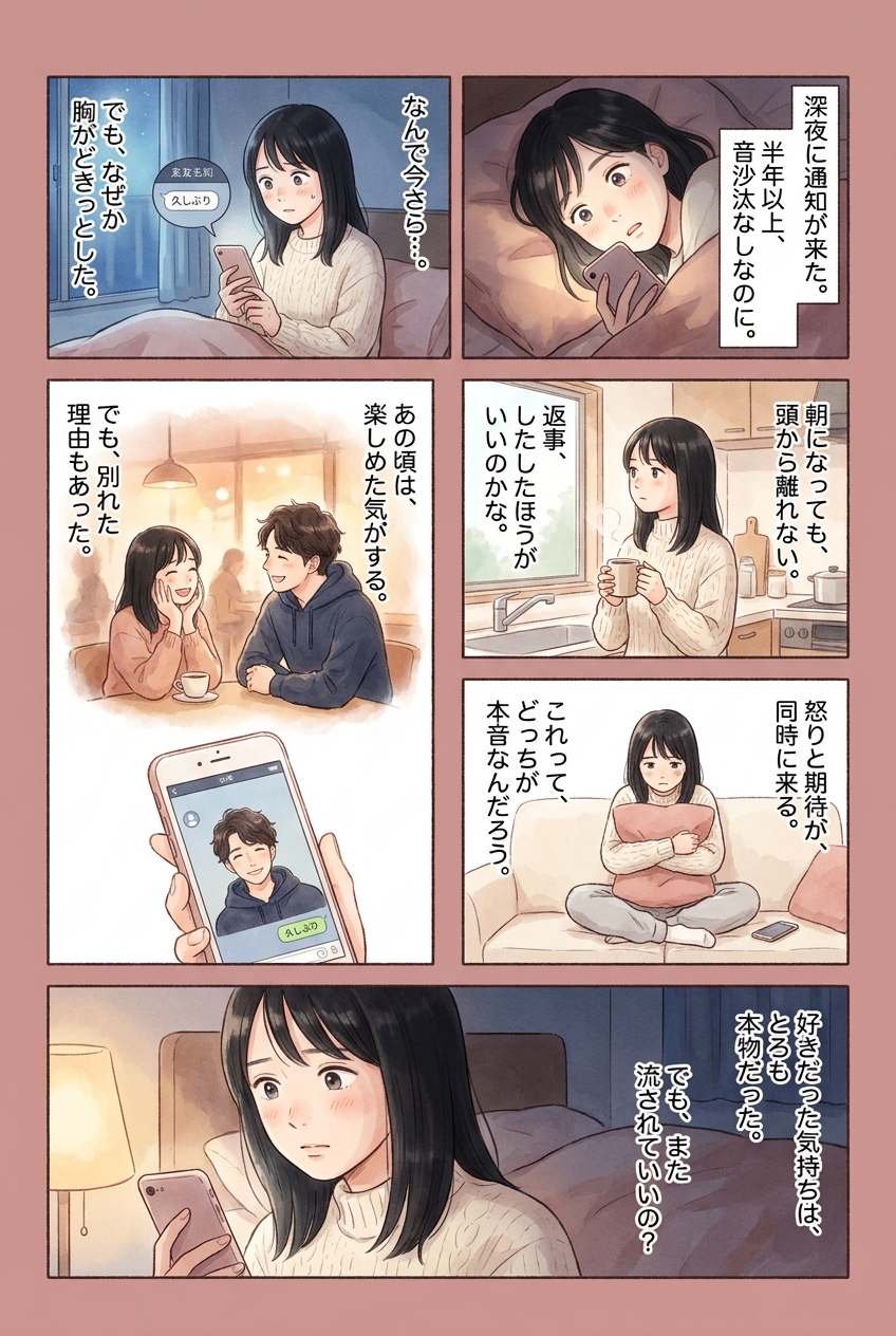 ゾンビング元カレが突然連絡してくる心理と、流されない判断軸|恋愛マンガ