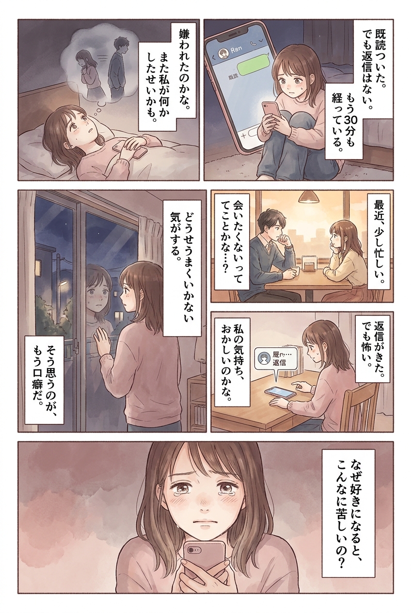 認知の歪みが恋愛を苦しくする4つの場面と、思考を手放す入り口｜恋愛マンガ