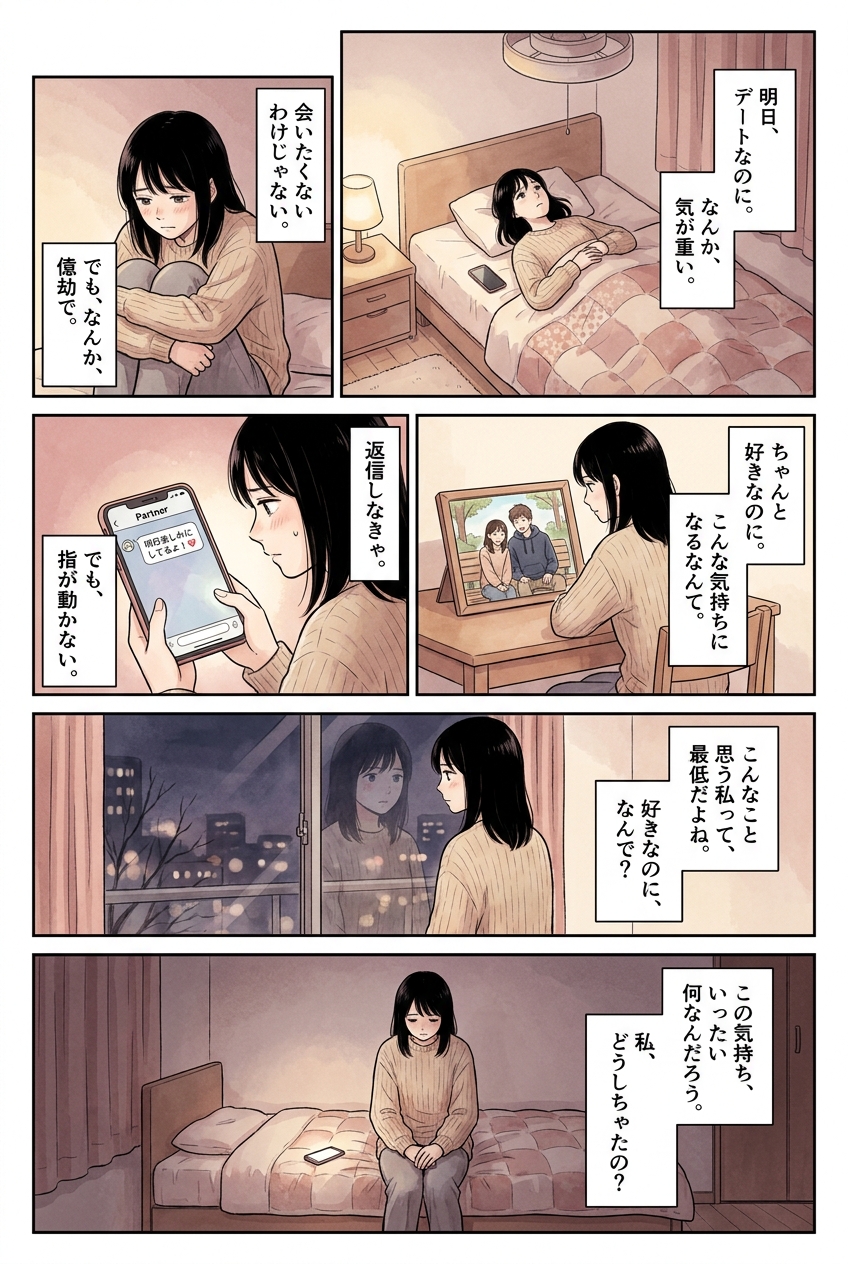 デートがだるいと感じた夜、その感情が示す関係の現在地｜恋愛マンガ