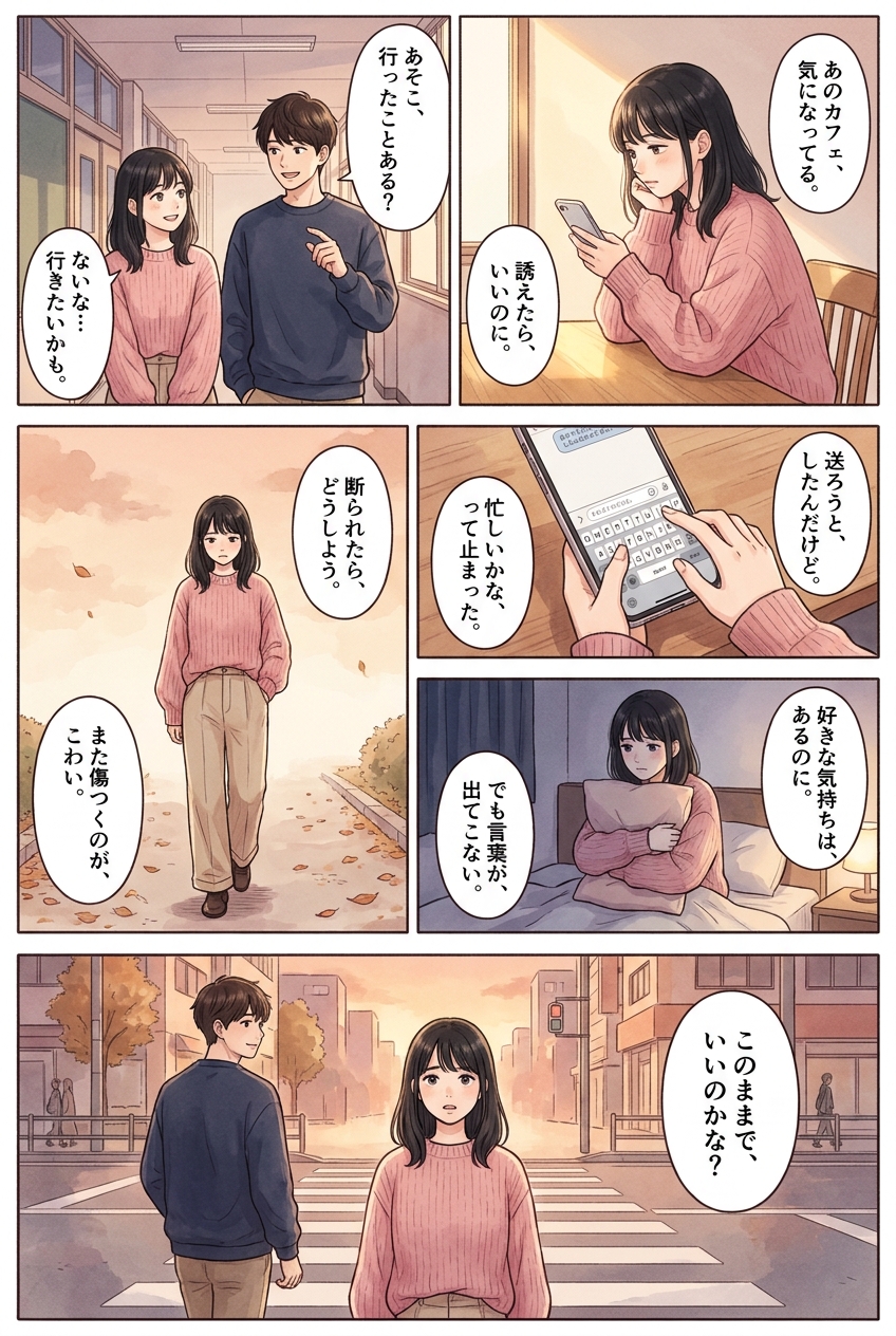 「行きたい」と言えない人が告白で損している、たった一つの理由｜恋愛マンガ