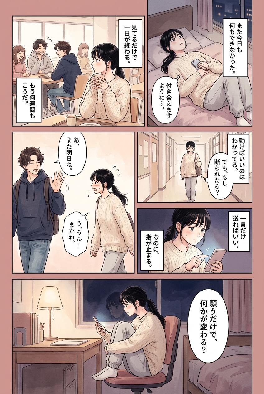 「付き合えますように」と願うだけで終わる人と動ける人の差｜恋愛マンガ