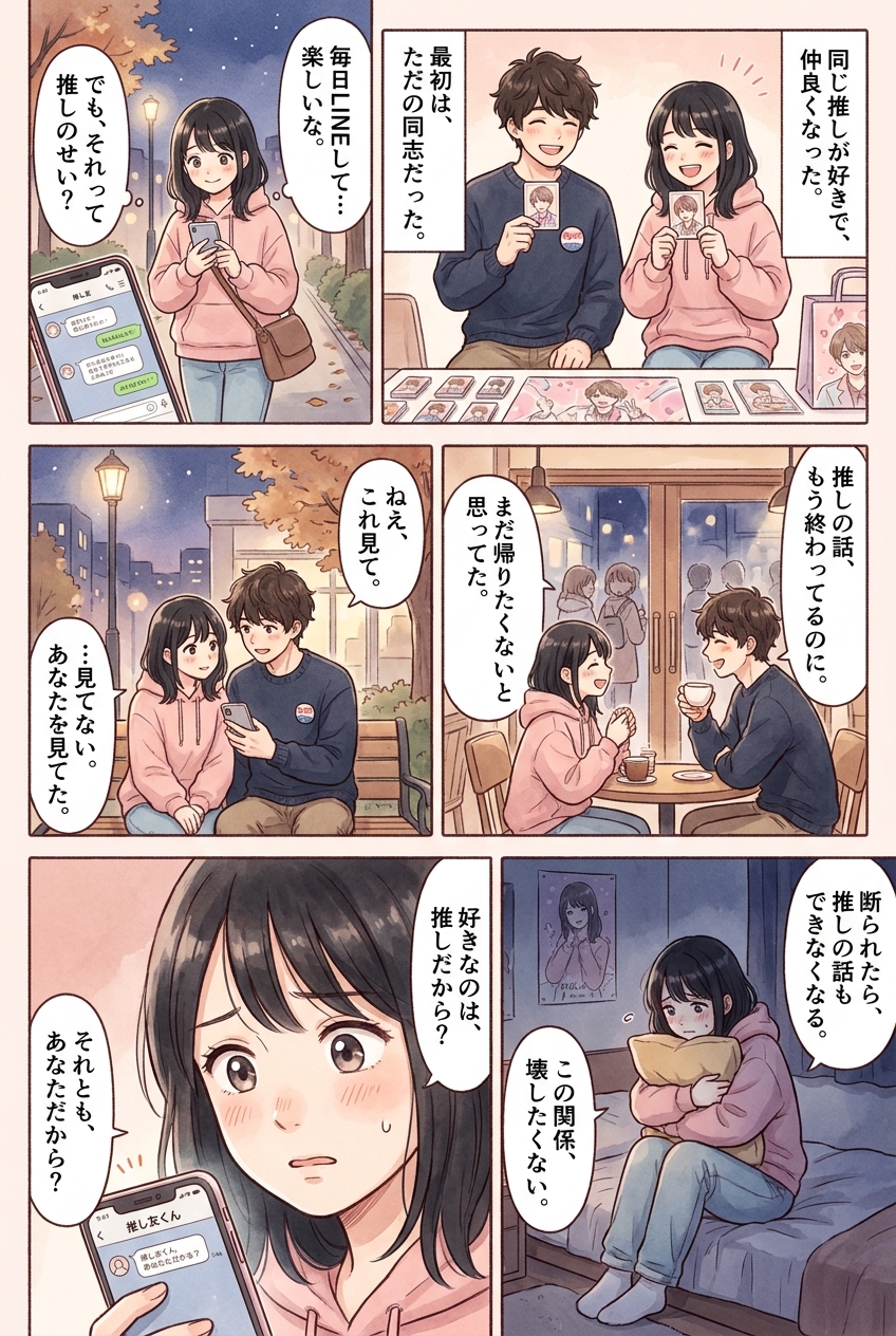 同担から恋愛に進めた人と止まった人、何が違ったのか｜恋愛マンガ