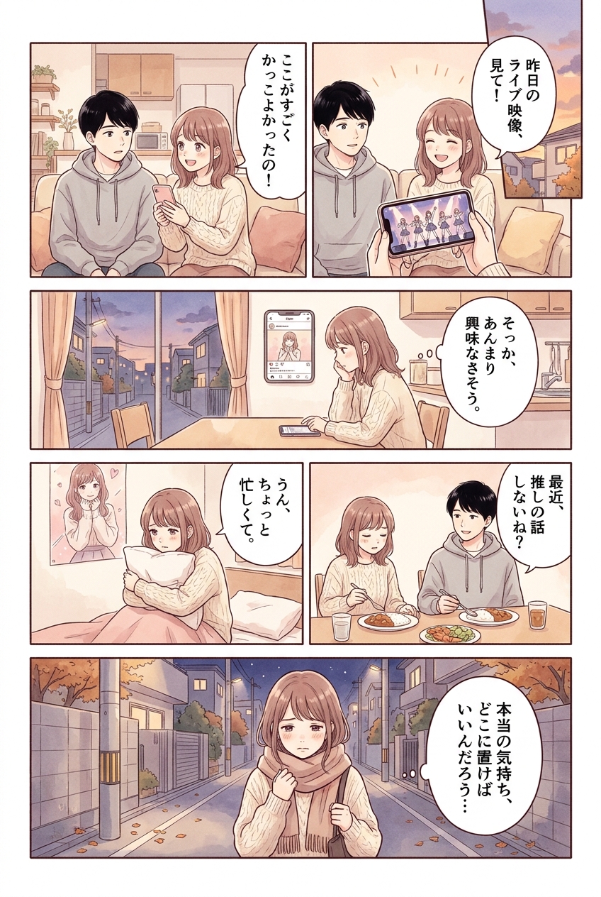 彼氏が推しを理解してくれない夜、分かってもらうより先にすること｜恋愛マンガ
